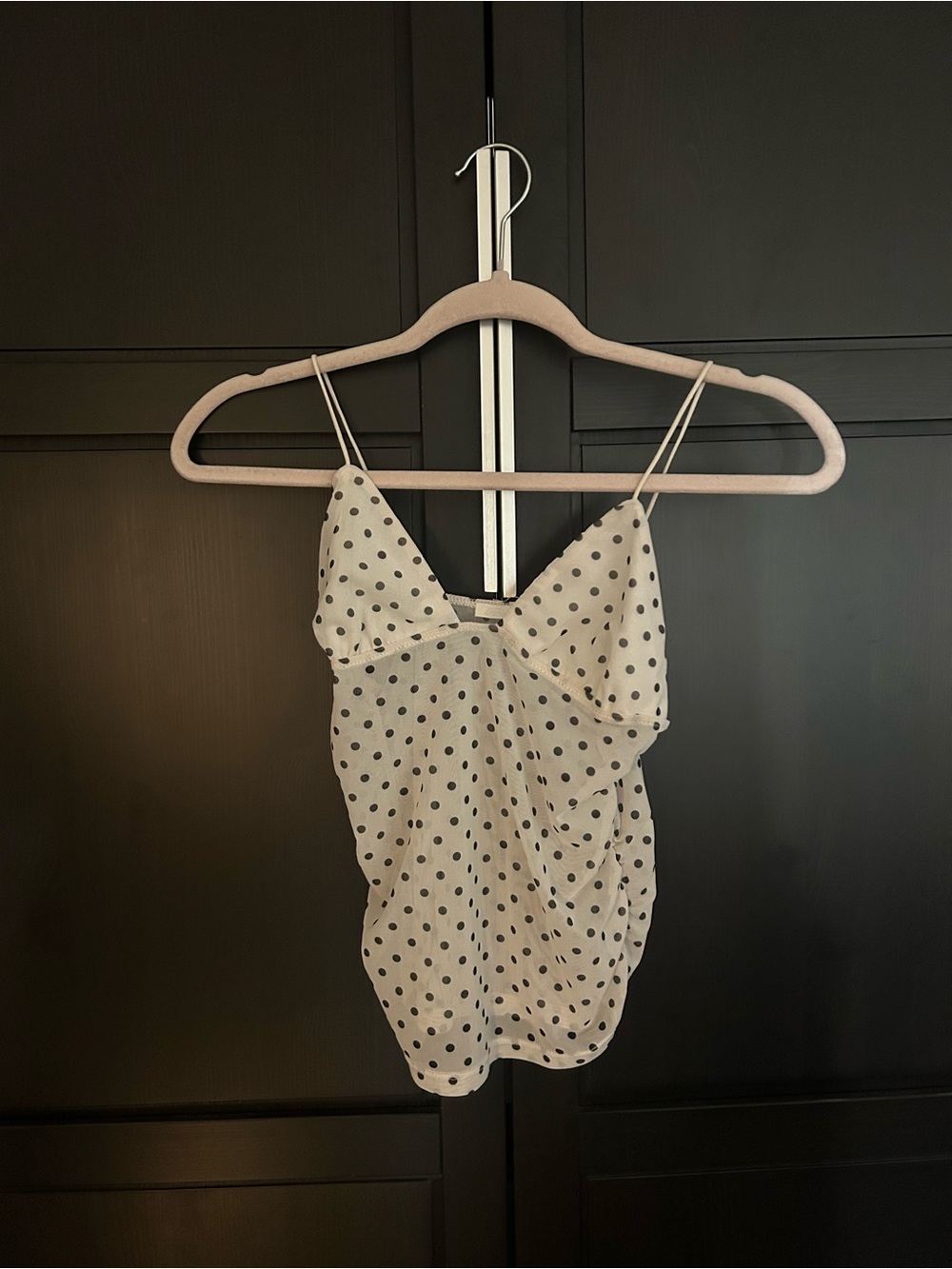 Zara Cream Polka Dot Spaghetti Strap Cami
